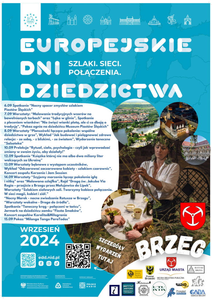 Plakat Europejskich Dni Dziedzictwa, wraz z harmonogramem wydarzeń odbywających się w Brzegu